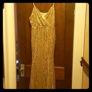 Long gold sequin dress